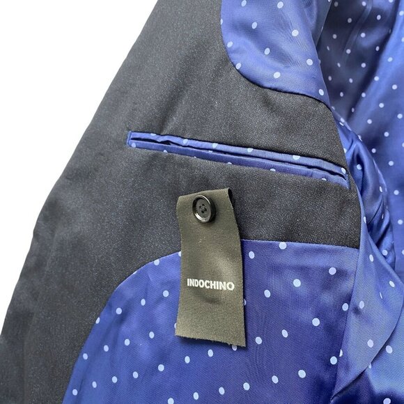 INDOCHINE Mens Blazer Navy Blue Sz 36 Approx. Wool Silk Blend All Season Bespoke - Picture 8 of 12
